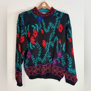 Cheryl Mills VINTAGE Floral Patterned colorful Sweater  in Size medium